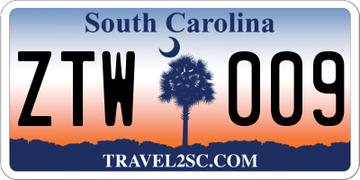 SC license plate ZTW009