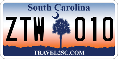 SC license plate ZTW010