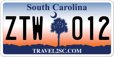 SC license plate ZTW012