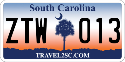 SC license plate ZTW013