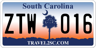 SC license plate ZTW016