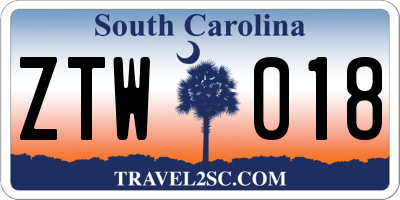 SC license plate ZTW018