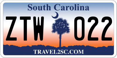 SC license plate ZTW022