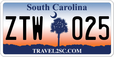 SC license plate ZTW025