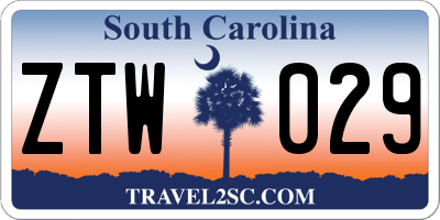 SC license plate ZTW029