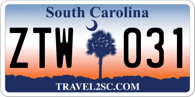 SC license plate ZTW031