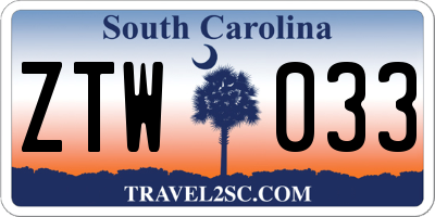 SC license plate ZTW033