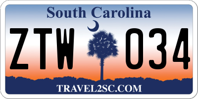 SC license plate ZTW034
