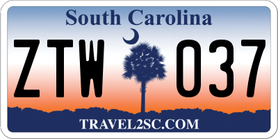 SC license plate ZTW037