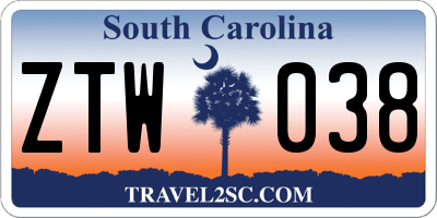 SC license plate ZTW038