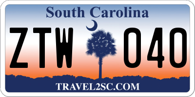 SC license plate ZTW040