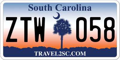 SC license plate ZTW058