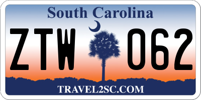 SC license plate ZTW062