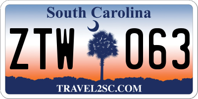 SC license plate ZTW063