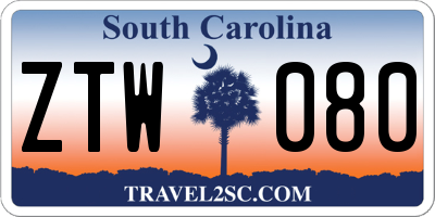 SC license plate ZTW080