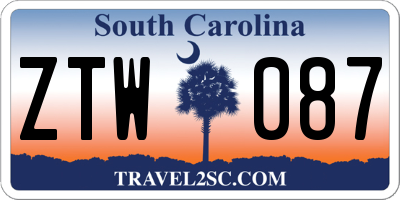 SC license plate ZTW087