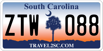 SC license plate ZTW088