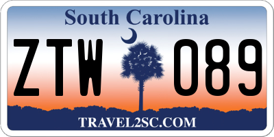 SC license plate ZTW089