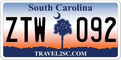 SC license plate ZTW092