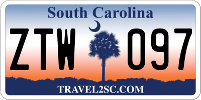 SC license plate ZTW097