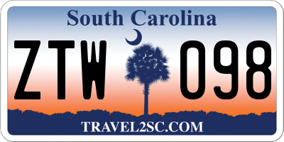 SC license plate ZTW098