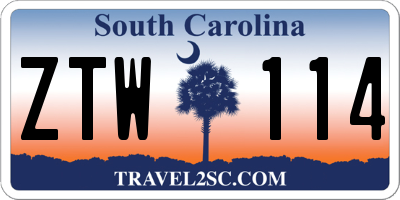 SC license plate ZTW114