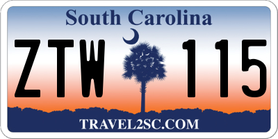 SC license plate ZTW115