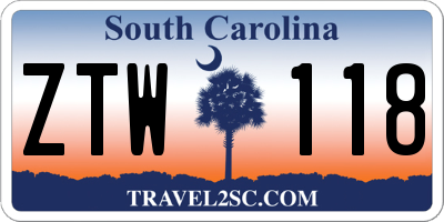 SC license plate ZTW118