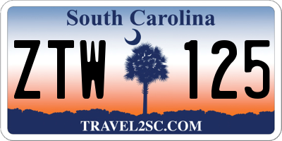 SC license plate ZTW125