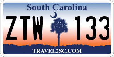 SC license plate ZTW133