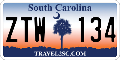 SC license plate ZTW134