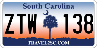 SC license plate ZTW138