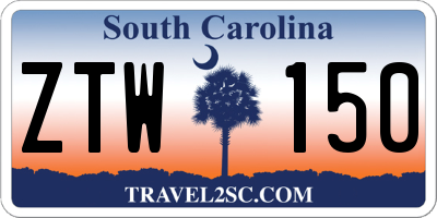 SC license plate ZTW150
