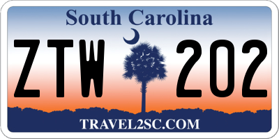 SC license plate ZTW202