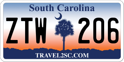 SC license plate ZTW206