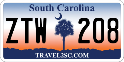 SC license plate ZTW208