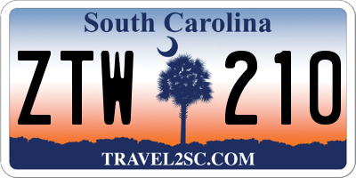 SC license plate ZTW210