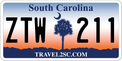 SC license plate ZTW211