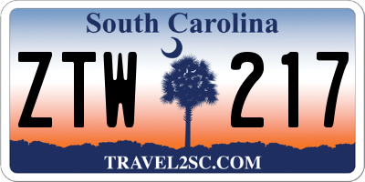 SC license plate ZTW217