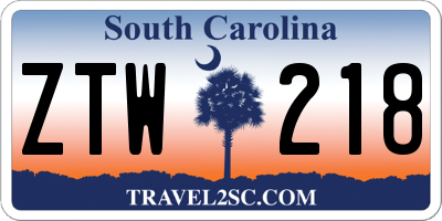 SC license plate ZTW218