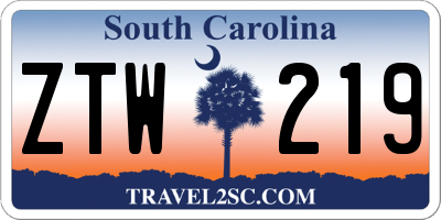 SC license plate ZTW219