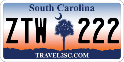 SC license plate ZTW222