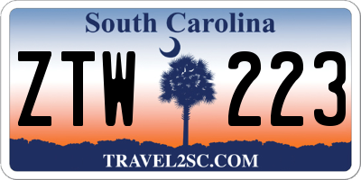 SC license plate ZTW223
