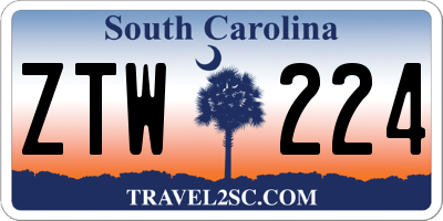 SC license plate ZTW224