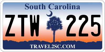 SC license plate ZTW225