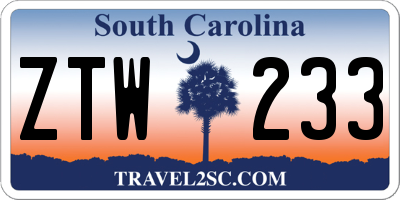 SC license plate ZTW233