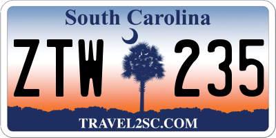 SC license plate ZTW235