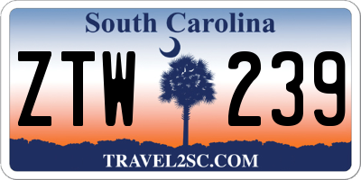 SC license plate ZTW239