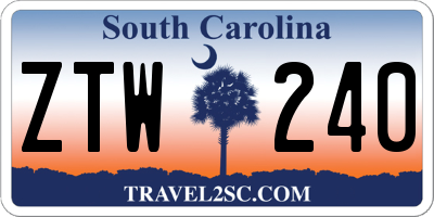 SC license plate ZTW240