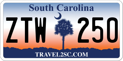 SC license plate ZTW250